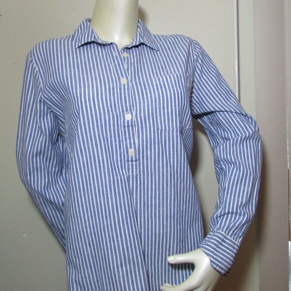 J. Crew Tops - J Crew Boy Fit Striped Chambray Cotton / Linen Top